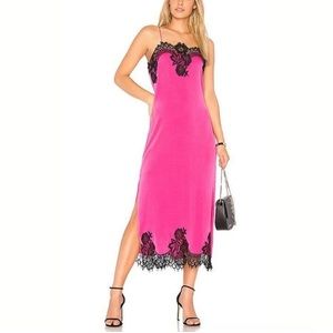 Silk Luna Sleeveless Side-Slit Cocktail Slip Dress w/ Lace, Alice + Olivia Dress